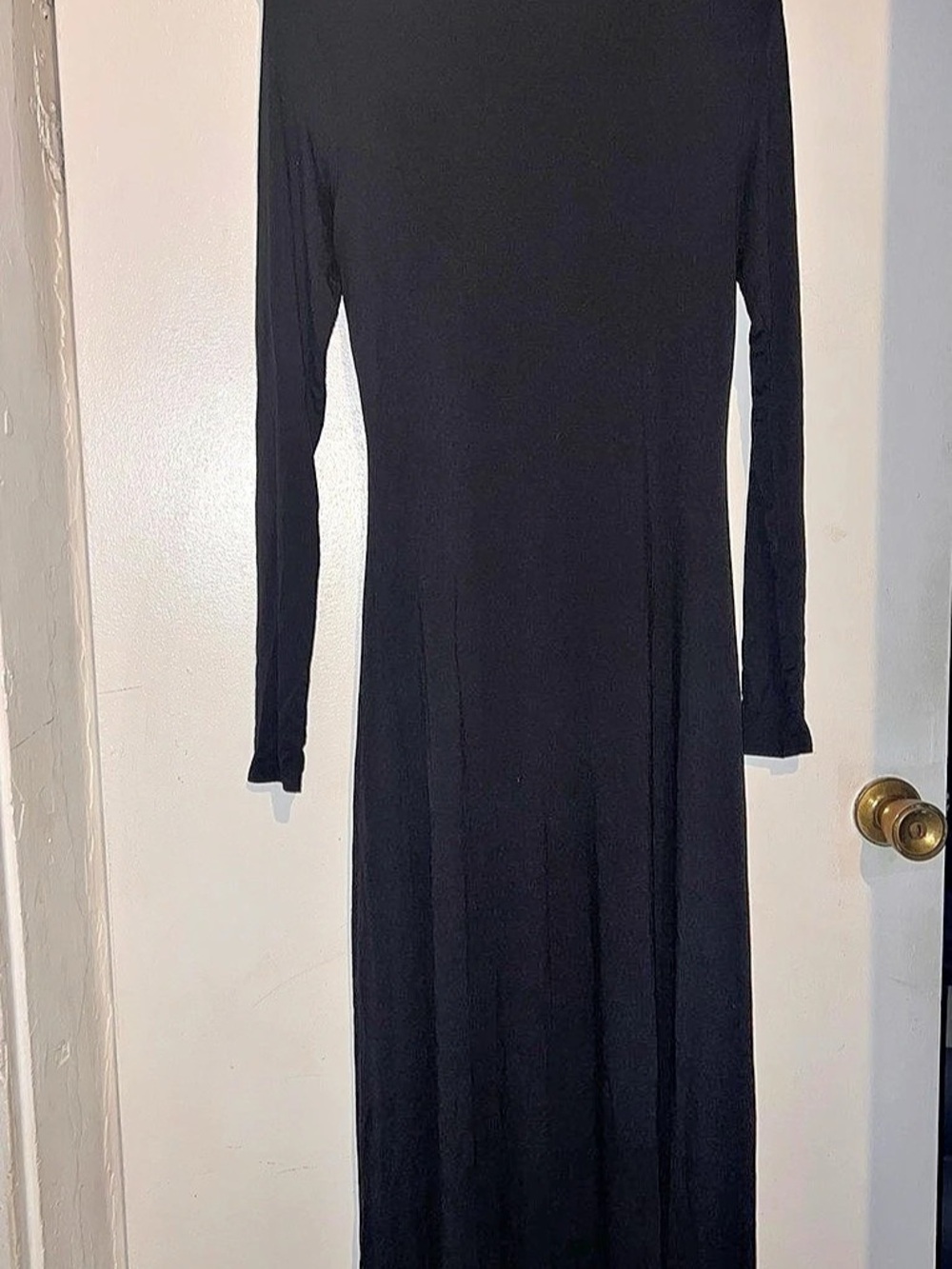 Naked Wardrobe Smooth Open Back Long Sleeve Flared Maxi Dress Open Back Flared